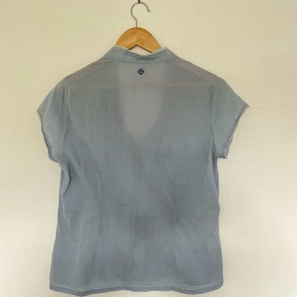 Lightweight Blue Cotton Short Sleeve Prana Blouse in Women’s Large - Picture 5 of 5
